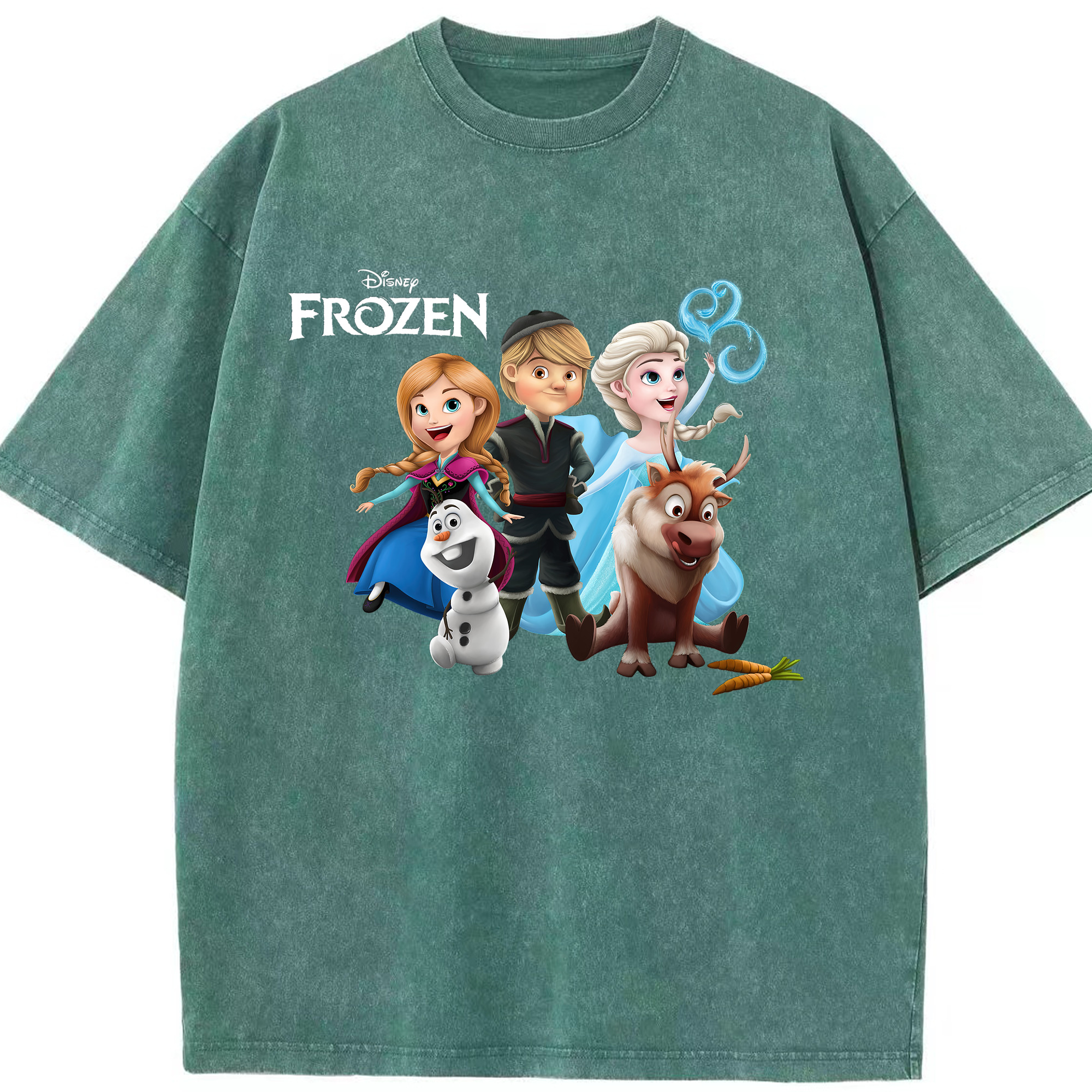 （画像用） アナと雪の女王 アンナ エルサ Frozen Anna Elsa 綿100% ヴィンテージ風 半袖Tシャツ（フロントプリント）